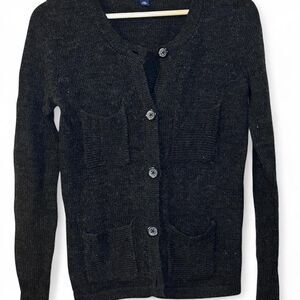 Gap Alpaca Wool Blend Cardigan w/ Pockets Dark Grey